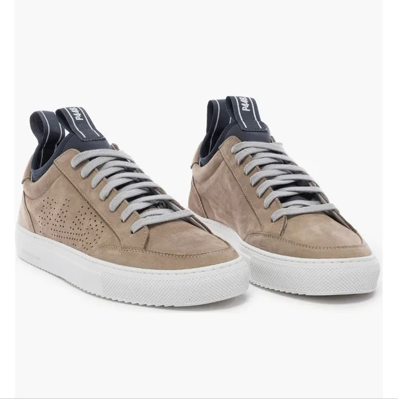 P448 Beige Soho Leather Sneakers Shoes Size 10.5 New Made In Italy